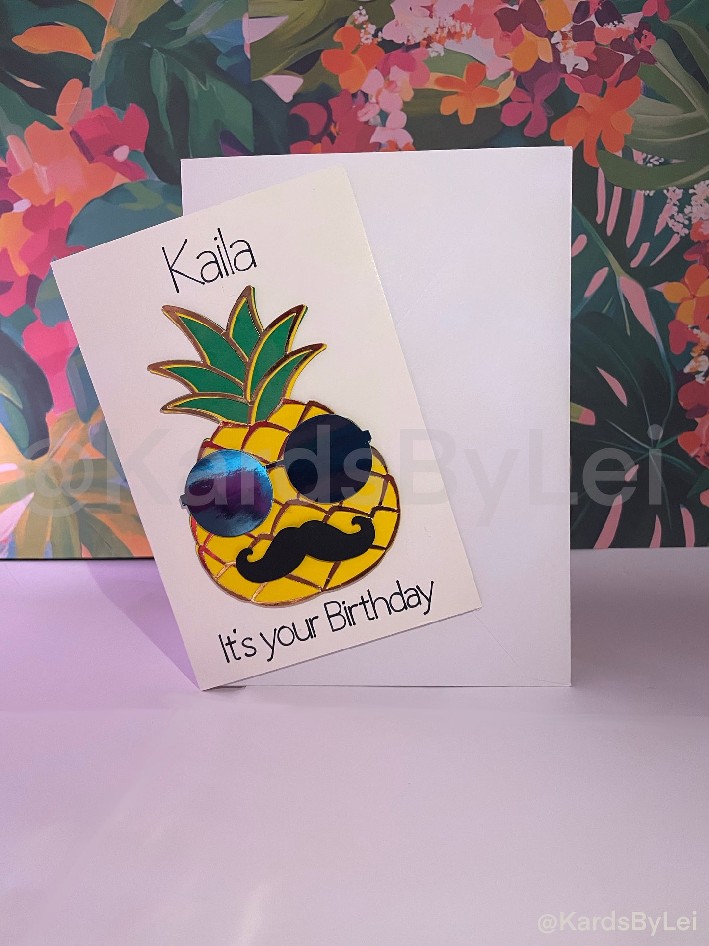 Pineapple Moustache Birthday Card  | Fun Handmade Island Greeting